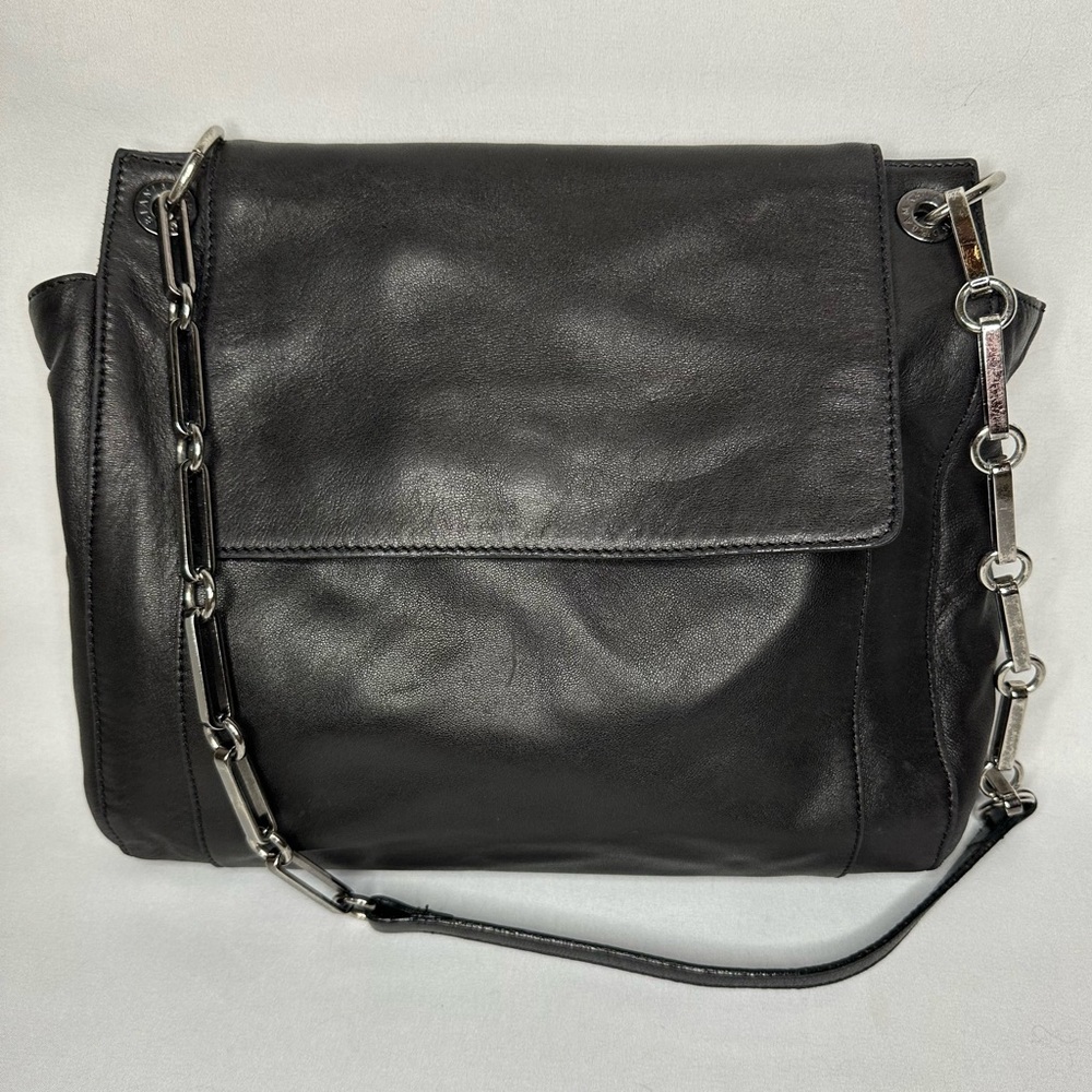 Andrea Mabiani Black Leather Chain Strap Shoulder Bag